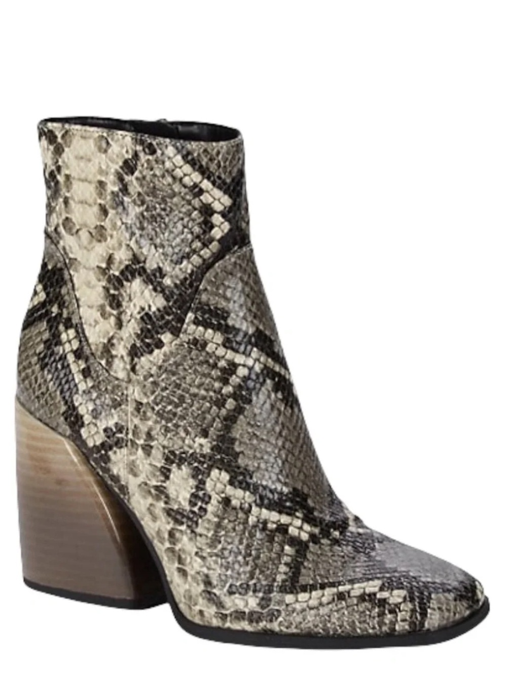 Snake-Print Block Heel Ankle Boot
